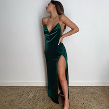 Load image into Gallery viewer, V-neck Backless Lace up Slim Fit Slit Dress

