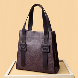 Retro Soft Leather Simple Versatile Handheld Elegant Shoulder Bag