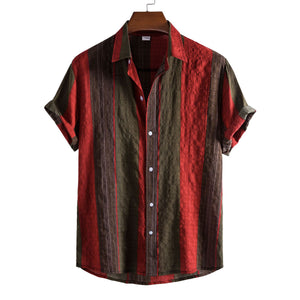 Foreign Trade Men's Lapel Print Shirt Hawaiian Short Sleeve