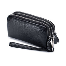 Load image into Gallery viewer, Leather Large Capacity Minimalist Triple Zipper Long Phone Bag
