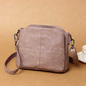Three-Layer Soft Leather Women's Summer Shoulder Bag Casual Bucket