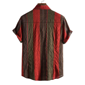 Foreign Trade Men's Lapel Print Shirt Hawaiian Short Sleeve