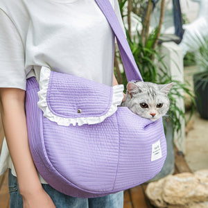 Cat Bag Portable Spring Dog Bag Pet Backpack Canvas Shoulder Cat Bag Cross-body Go out Cat Dog Supplies