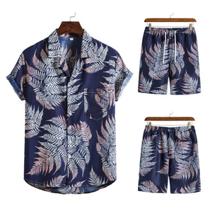 Men's Suit Lapel Beach Pants Short-Sleeved Shirt