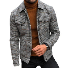 Load image into Gallery viewer, Trendy European and American Autumn Loose Casual Polo Collar Plaid Jacket
