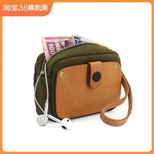 Japan and South Korea New Vegetable Tanning Leather Wrist Strap Storage Bag