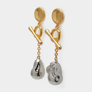 Amorita Boutique Detachable Design Stylish metal Baroque pearl shape drop earrings