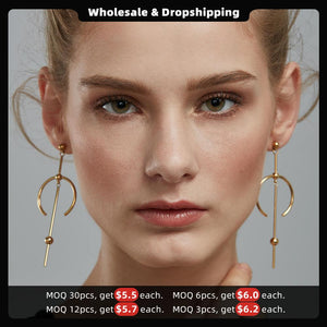 Enfashion Circle Line Dangle Earrings Gold color Earings Stainless steel Drop Earrings For Women Long Earring Jewelry brinco