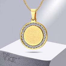 Load image into Gallery viewer, Vnox Islamic Necklace  Gold-color Round Necklace Religious Jewelry with Beautiful CZ Stone
