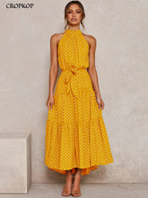 Load image into Gallery viewer, Summer Long Dress Polka Dot Casual Dresses Black Sexy Halter Strapless New 2022 Yellow Sundress Vacation Clothes For Women
