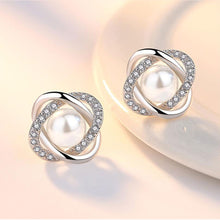 Load image into Gallery viewer, Upscale 925 Silver Needle Earrings Zircon Pearl Twist Luxury Stud Earrings for Women Brincos Pendientes Bijoux

