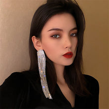 Load image into Gallery viewer, FYUAN Long Tassel Full Rhinestone Drop Earrings for Women Ovsize Crystal Dangle Earrings Fashion Jewelry Accessories
