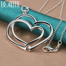 Load image into Gallery viewer, DOTEFFIL 925 Sterling Silver Double Heart Pendant Necklace 18 Inch Chain For Woman Fashion Wedding Engagement Charm Jewelry
