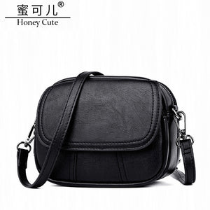 Small round Bag Mini Crossbody Fashion Soft Leather Zip