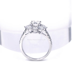 Tianyu Gems 925 Silver Sunflower Wedding Ring 1.0ct/0.5ct Moissanites Diamond Women Finger Rings 18k Gold Plated Classic Jewelry